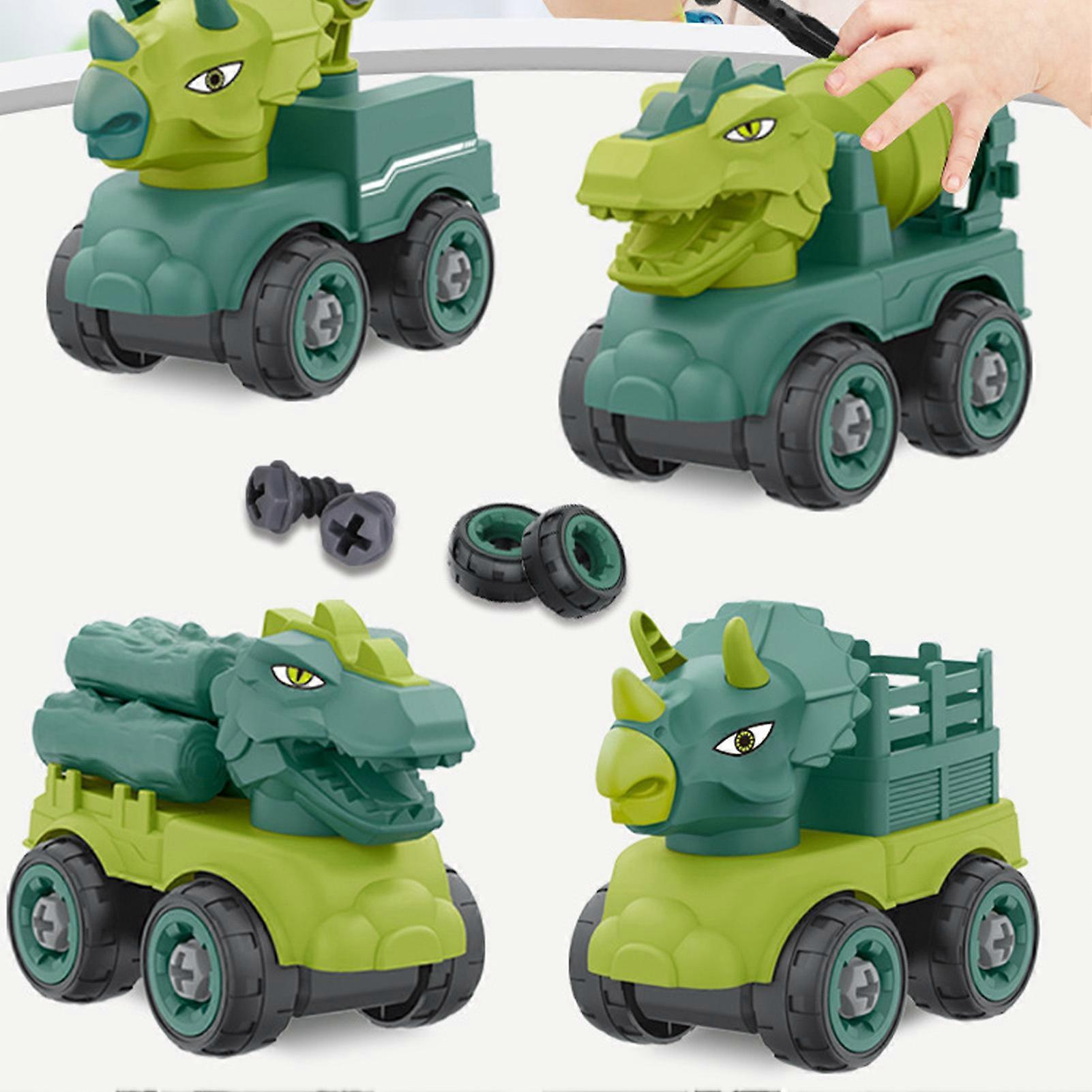 4PCS Dinosaur Vehicle Toy Set 996 040b Safe Plastic Engineering Car