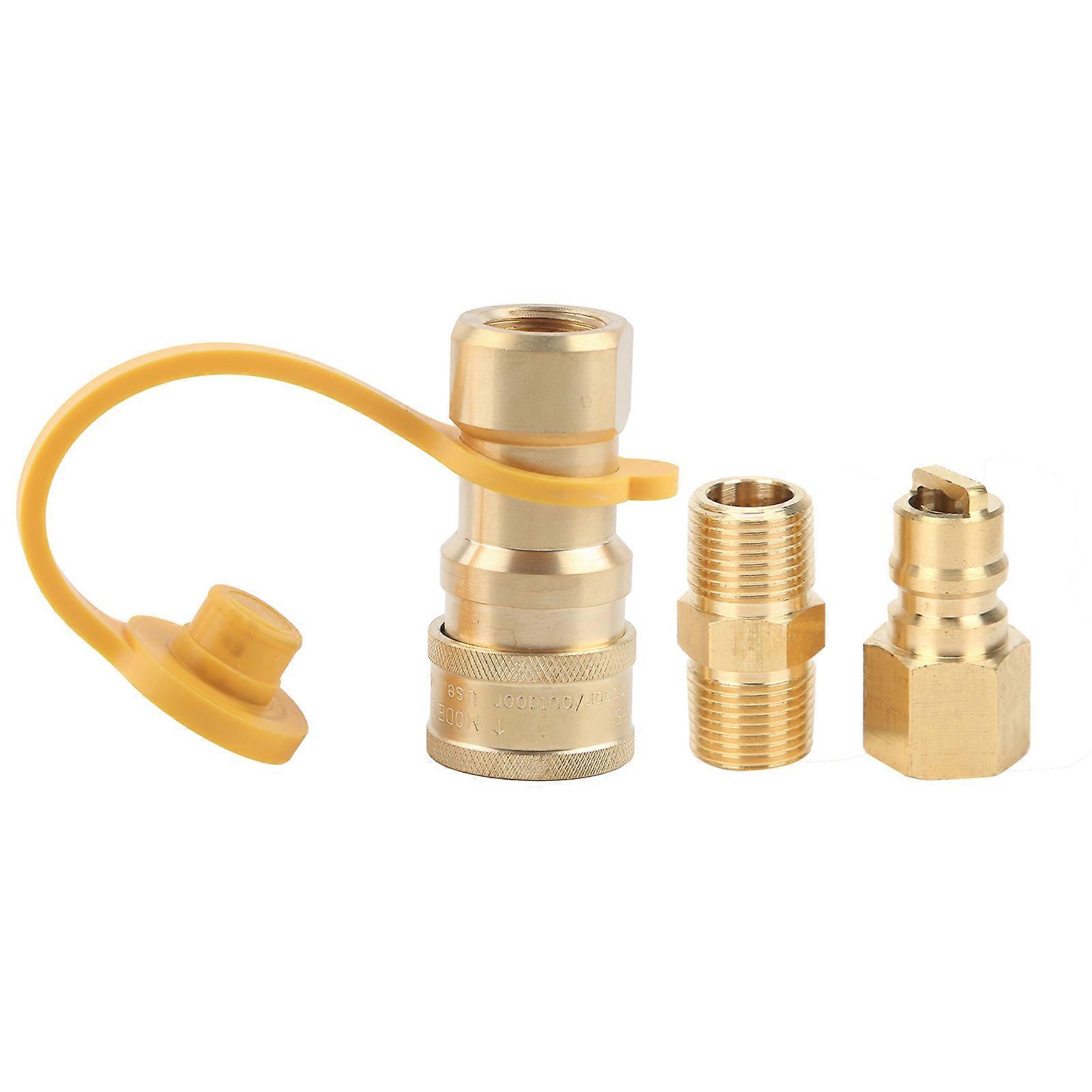 3/8in Brass Quick-Connect Propane Adapter with Shutoff Valve