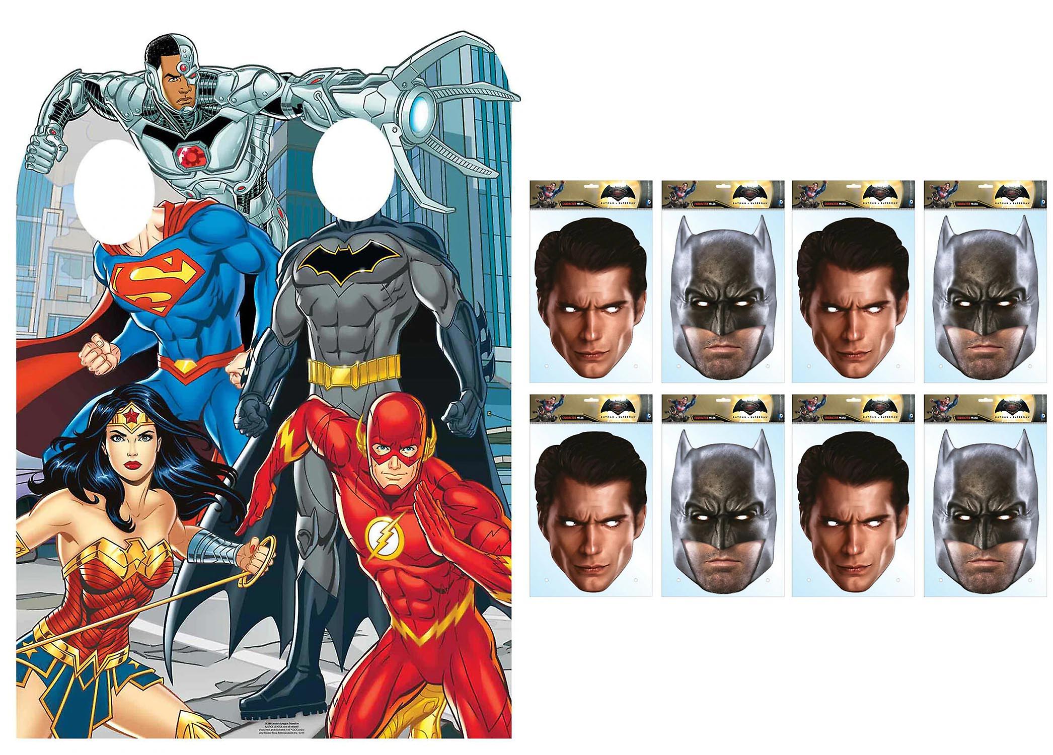 Justice League Party Pack with Official Cardboard Stand In and Masks