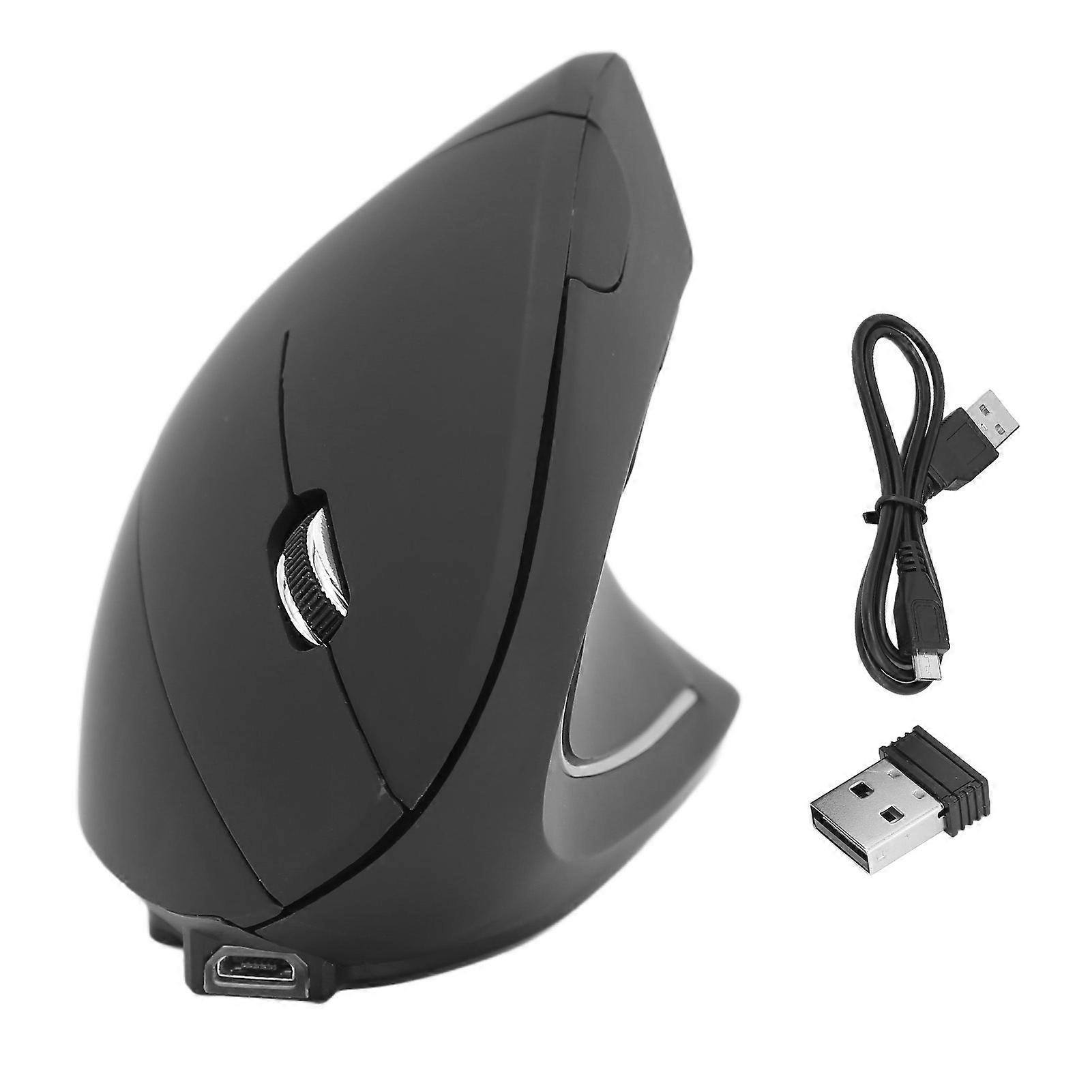 Wireless Vertical Mouse Ergonomic Optical Tracking Chargeable 6 Keys Comfortable Black