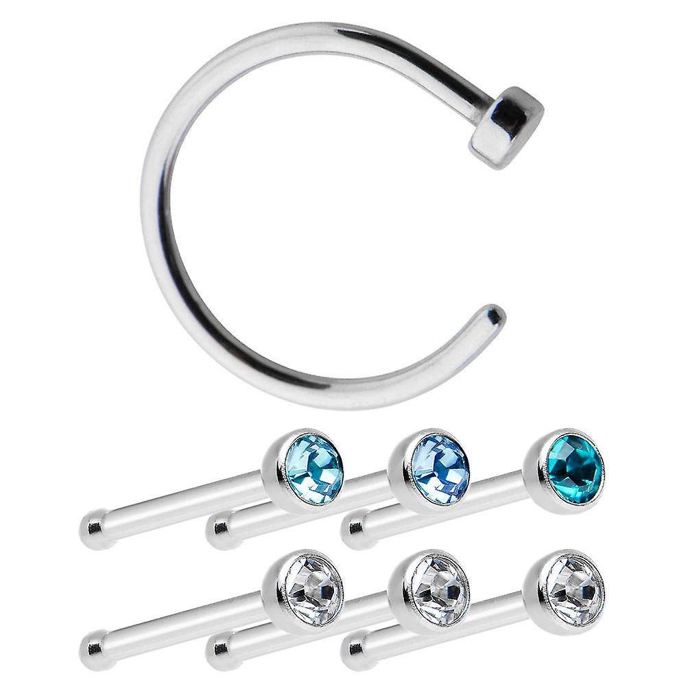 Nose piercing jewelry - nose hoop with 6 nose bones - 20ga 316l surgical steel