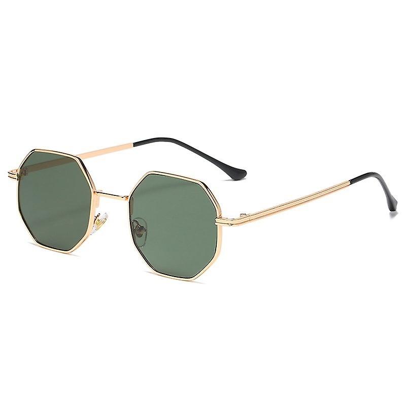Driving Sunglasses Ultra-light Fashion Glasses Metal Legs Light Blocking Goggle - Gold/Green Lens