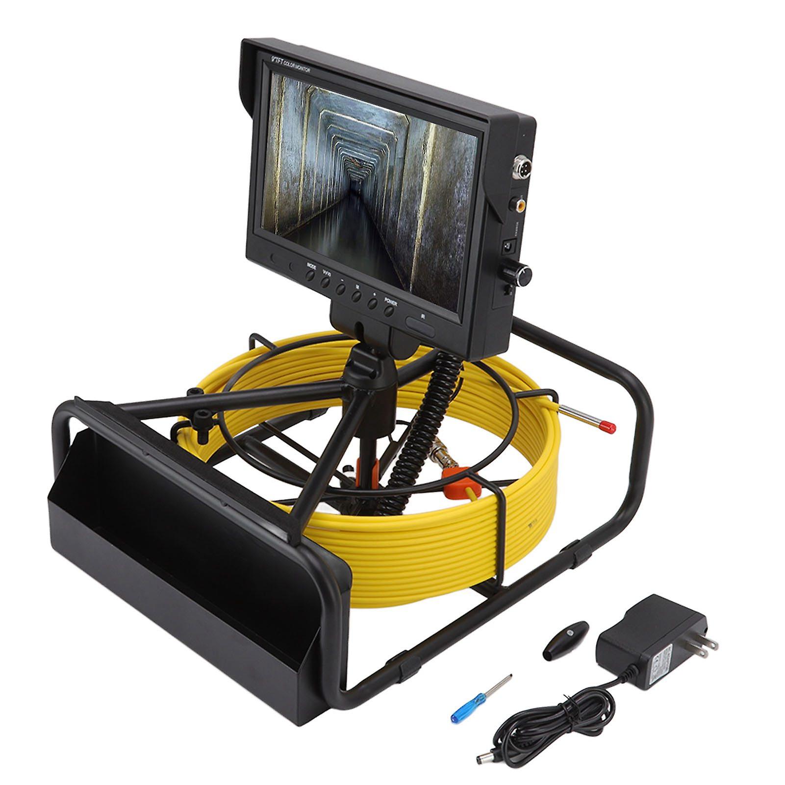9in True Color LCD Pipe Endoscope 1080P Waterproof 6.5mm Pipeline Inspection Camera for Industry 100‑240V US Plug 20m / 65.6ft