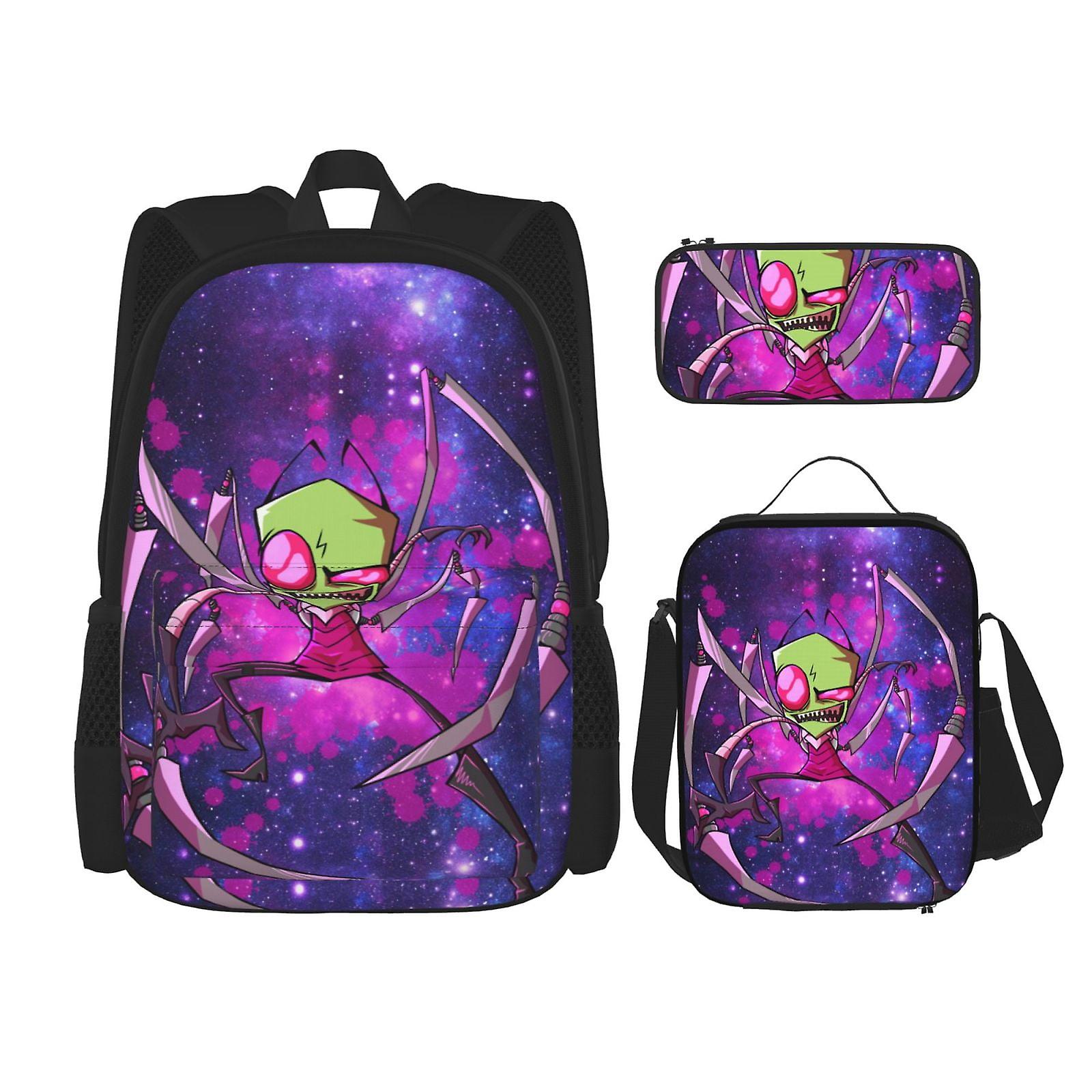 Invader Zim Cute Rucsac Daypack pentru muncă Anime Bag Notebook Bag Pencil Case Lunch Bag Combination
