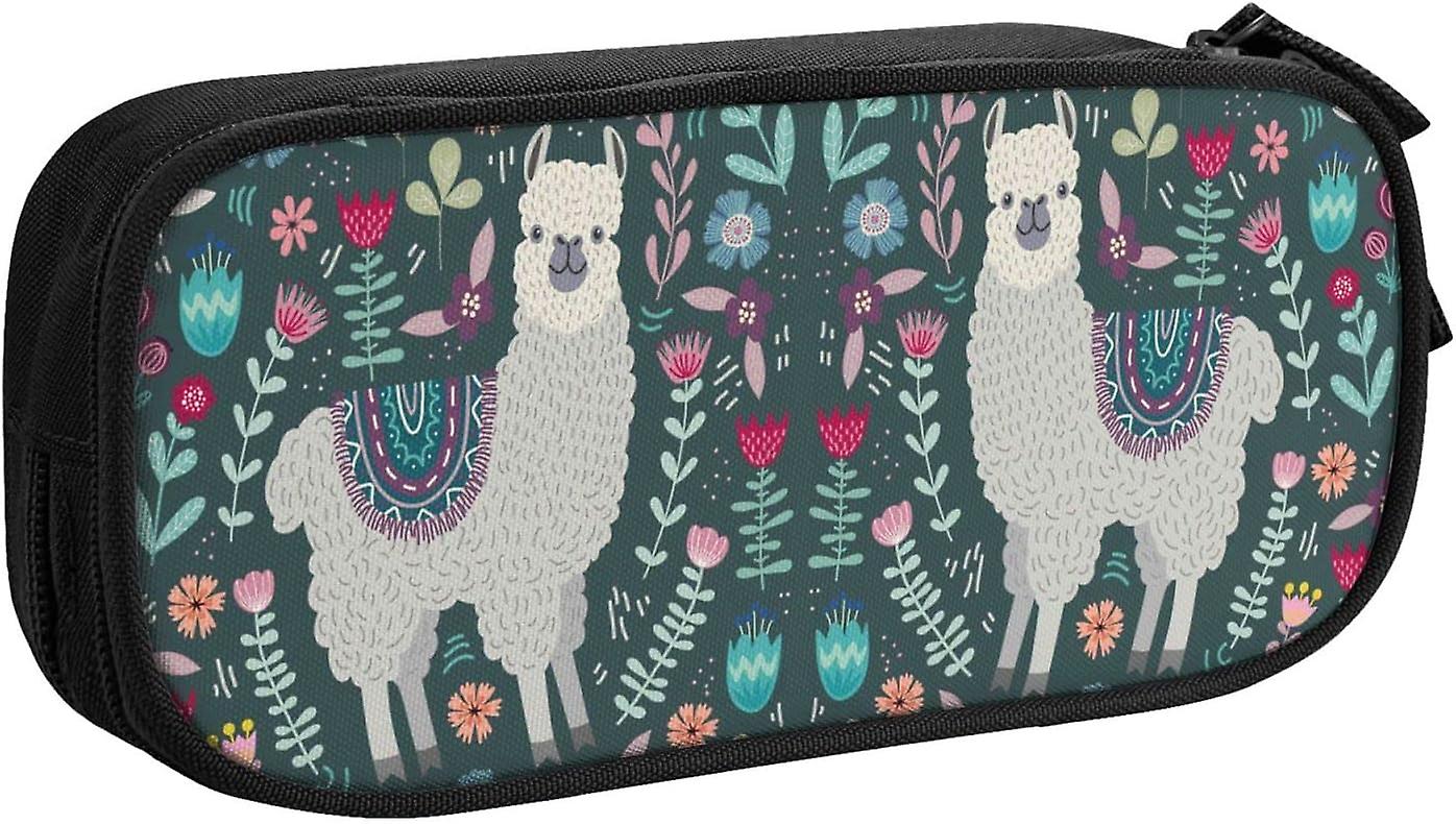 Kwiat alpaka duża torba na ołówek z 2 przegródkami piórnik piórnik torba na ołówek organizer dla dziewczynek chłopców student szkoła biuro college -jeden rozmiar67