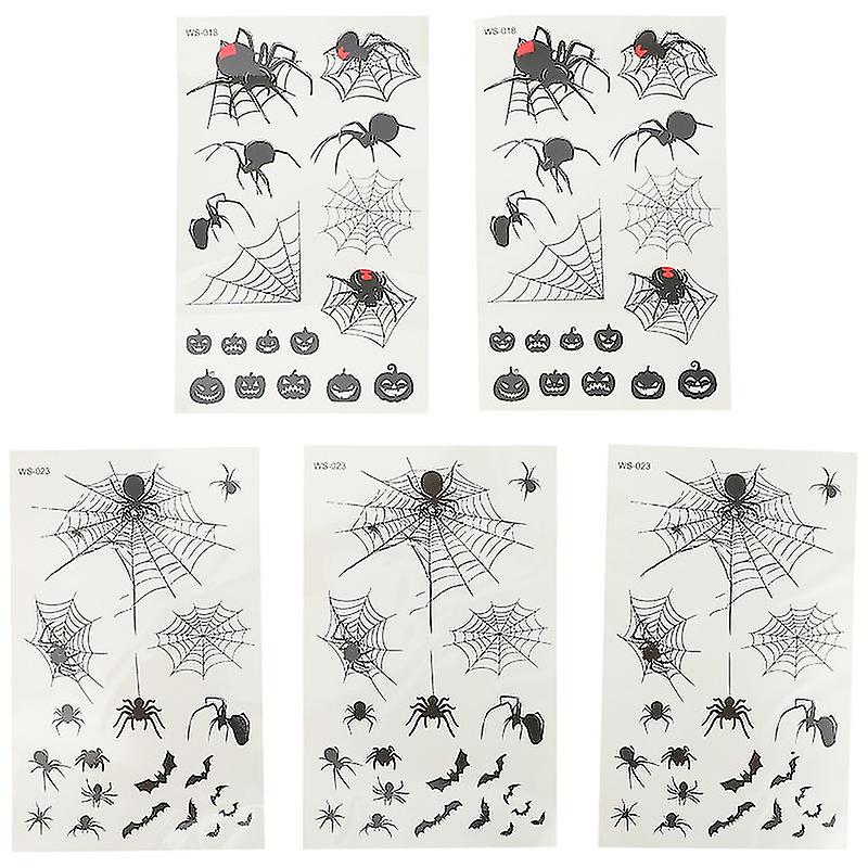 5pcs Spider Tattoos For Halloween Decorations