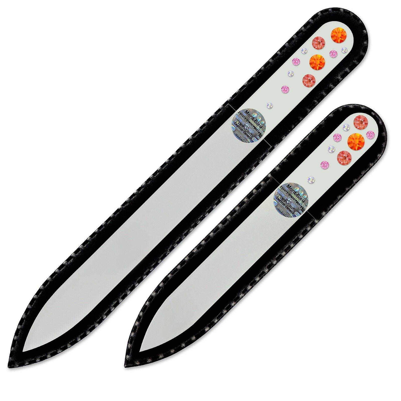 Set of 2 White Crystal Nail Files with crystals WW-MS - Fireopal - Padparadscha