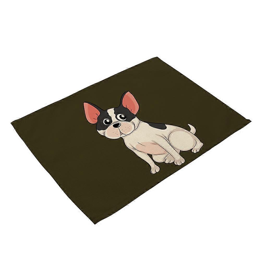 Cotton Linen Tableware Mat Cute Dogs Printing Placemat Dining Table Decor(MA0004-4)