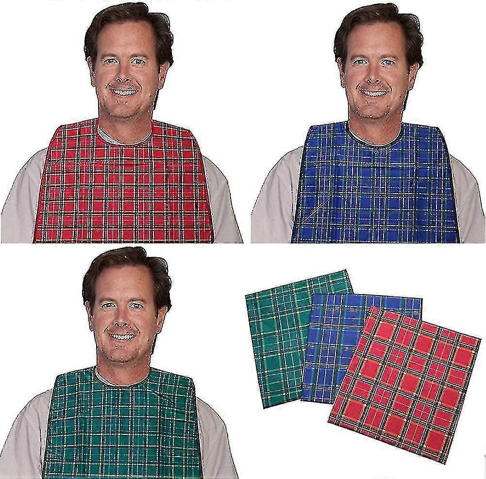 3 Pack Babero adulto para comer Protector de ropa impermeable reutilizable lavable