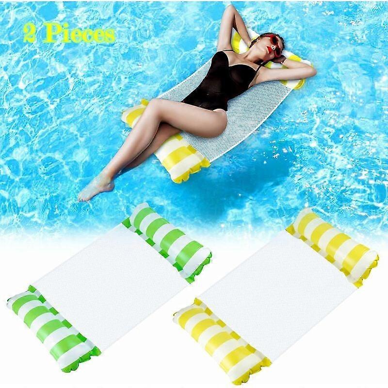 Swimming Pool Hammock for Adults 2 Pcs, Inflatable Floating Hammock 4-in-1 Float Hammock Multi-Use Water Hammock Foldable Portable Ultralight Float Gr