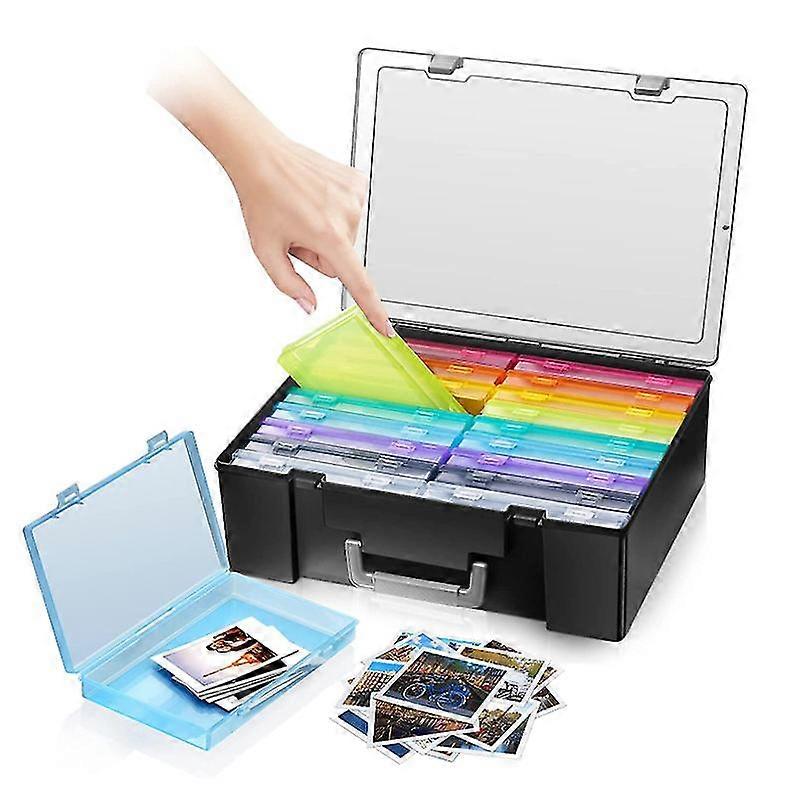 Jianghuo Larger Photo Case 4"X6" Photo Box Storage With 16 Inner Photo Keeper Organizer Cases Photos Storage Containers Box For Photos