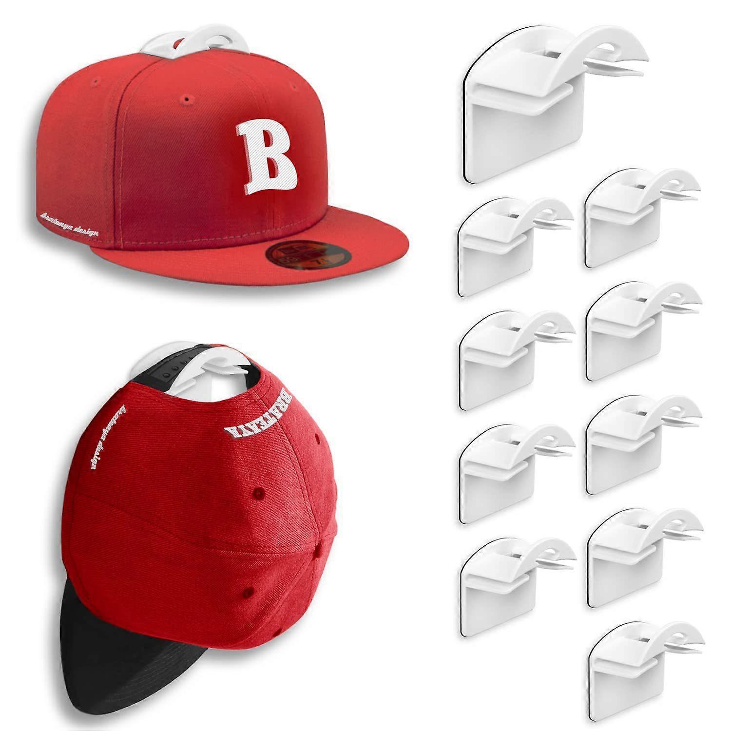 10-pack Hat Rack Organizer, Hat Organizer Wall Mounted Baseball Cap Rack