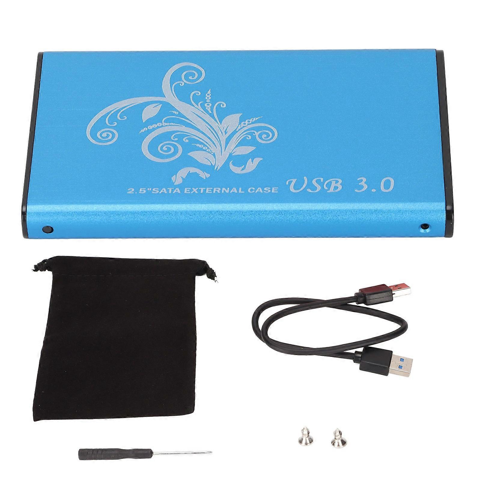 Hard Drive Enclosure 4TB 2.5in 5Gbps Transmission USB3.0 Aluminium Alloy Plug and Play HDD Enclosure for Laptop Desktop Blue