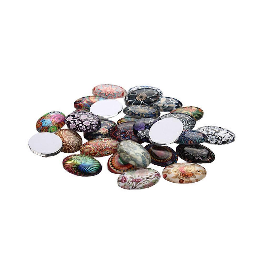 20pcs Folk-custom Time Gemstone Oval Glass Patch Glass Transparent Time Gemstone Patch Supplies for Jewelry DIY Craft Making