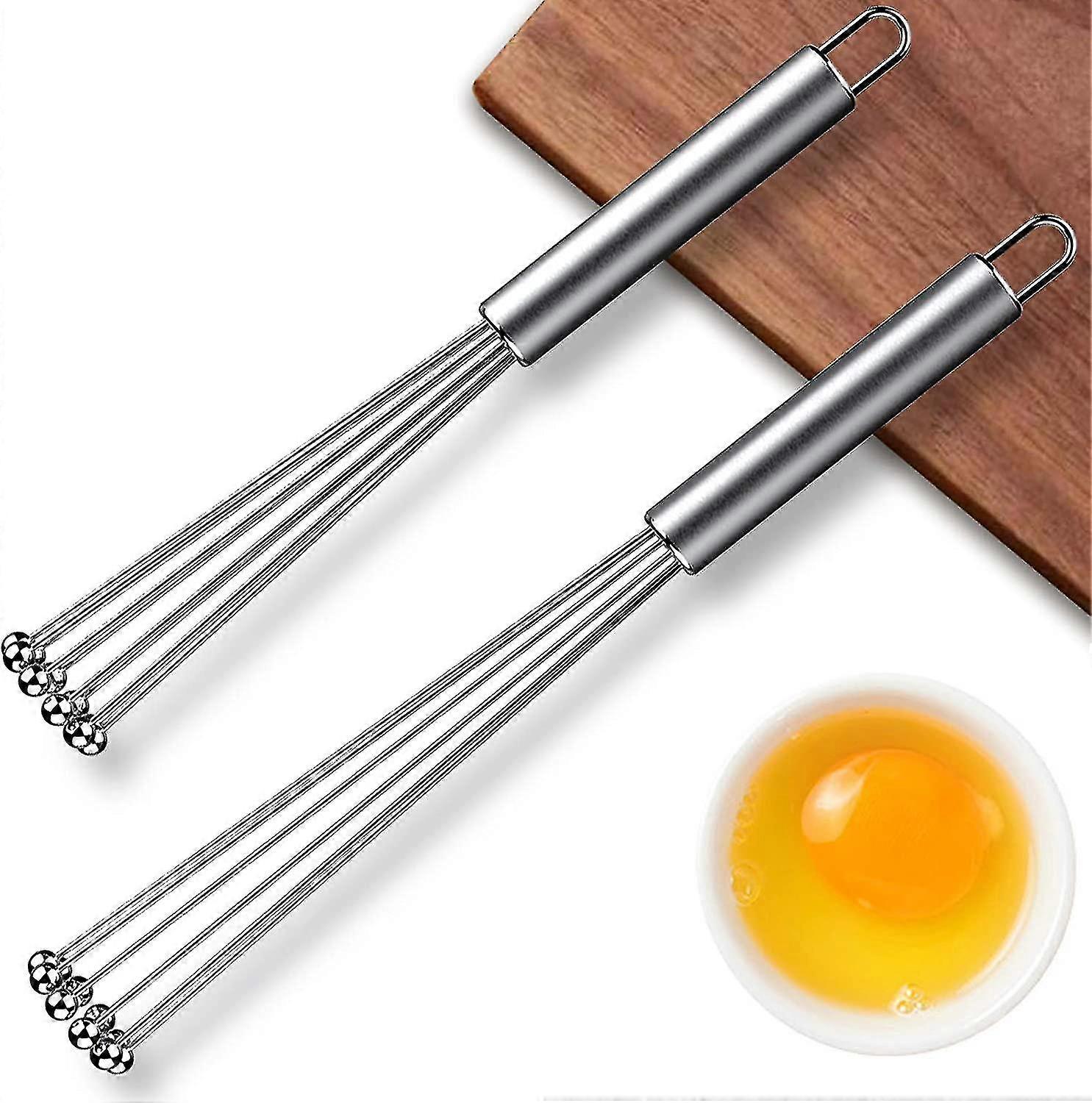 2 pcs bola de aço inoxidável batedor de ovo de aço, 10 polegadas +12 polegadas