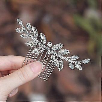 Rhinestone Bride Wedding Hair Piece Crystal Hair Comb Bridal Hair Accessories for Women HC111 (Silver) 1 Silver Free size