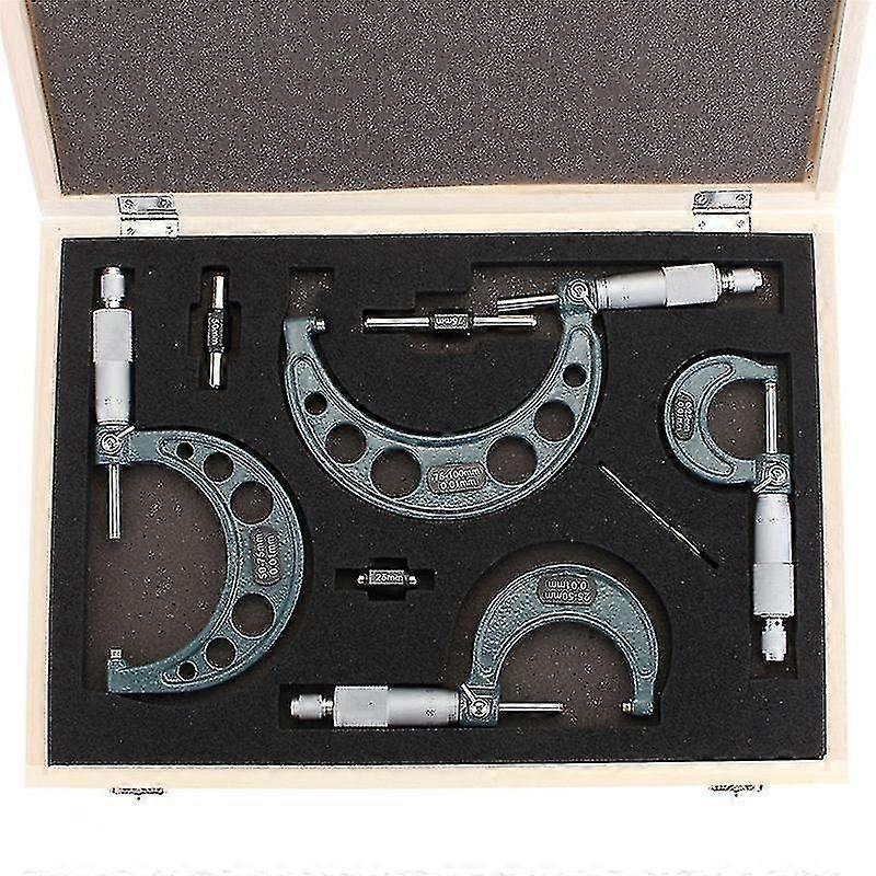 Micrometer set outer diameter micrometer set mechanical tools 0-4" 0-100mm 4 accuracy 0.01mm