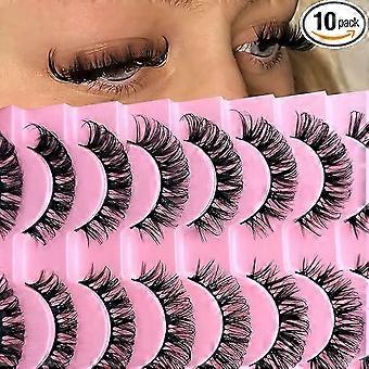 10 Paare 3D Künstliche Wimpern Russisch False Natural Look, Curly Cat Eye Lashes D Curl mit Natural Wispy Volume Cat Eye Wimpern(808)