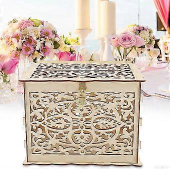 thumbnail interactive-video image 1 of OurWarm Silver Wedding Card Box With Lock, Wooden Gift Card Box For Wedding Reception With Clear Window And Light, Wedding Envelope Money Card Box For Party Graduation Birthday Baby Shower Decorations 1 of 9