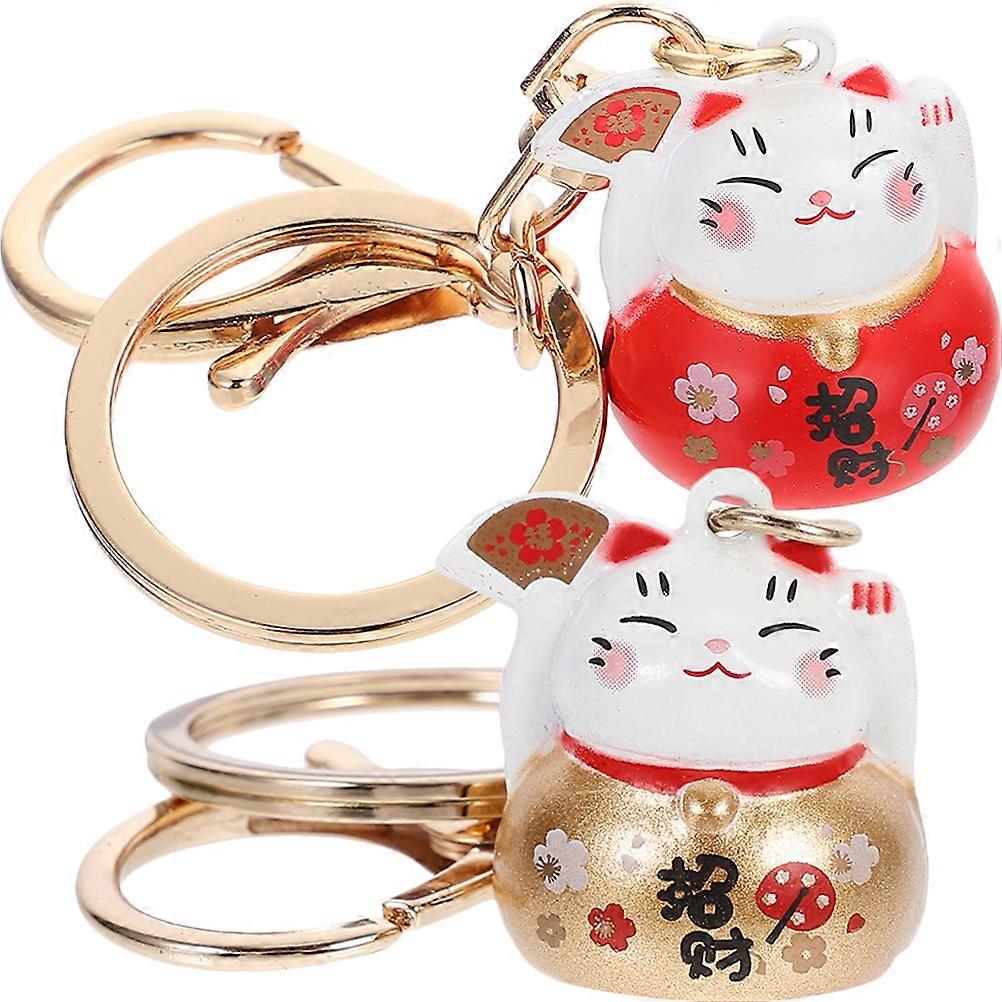 2pcs Fortune Cat Key Pendentifs de style japonais Porte-clés Boucle de clé Pendentifs de sac à main Pendentifs