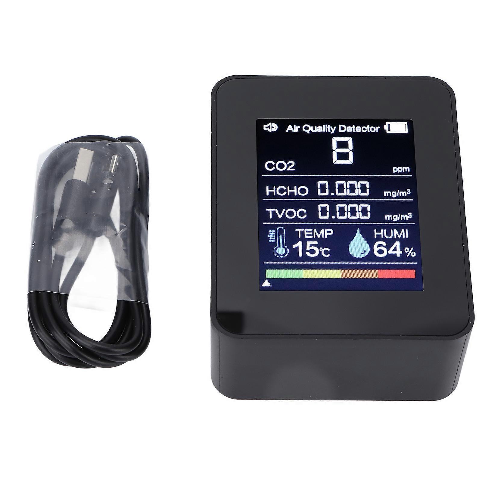 Air Quality Detector 5 in 1 Environmental Assessment Monitor for HCHO TVOC CO2 Temperature Humidity Detection