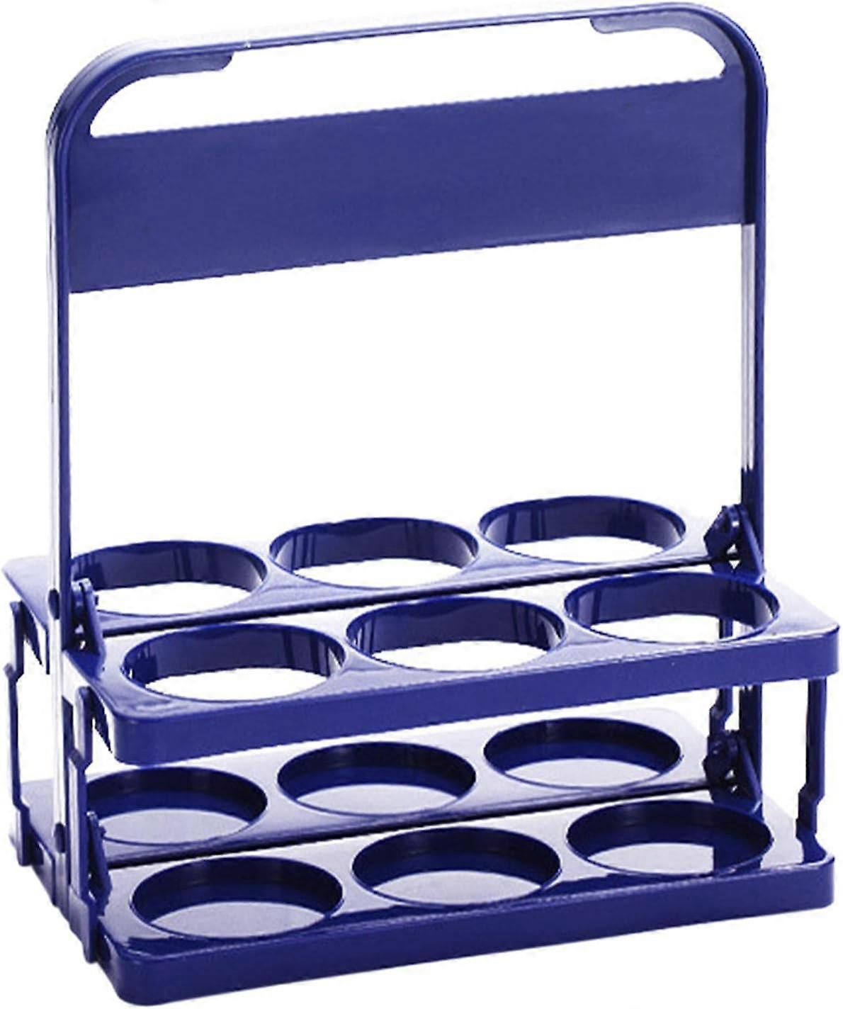 Foldable Beer Rack, Reusable 6 Pack Beer Bottle Carrier, Plastic Drink Caddy Holder, Bar Beer Rack Basket(Blue)