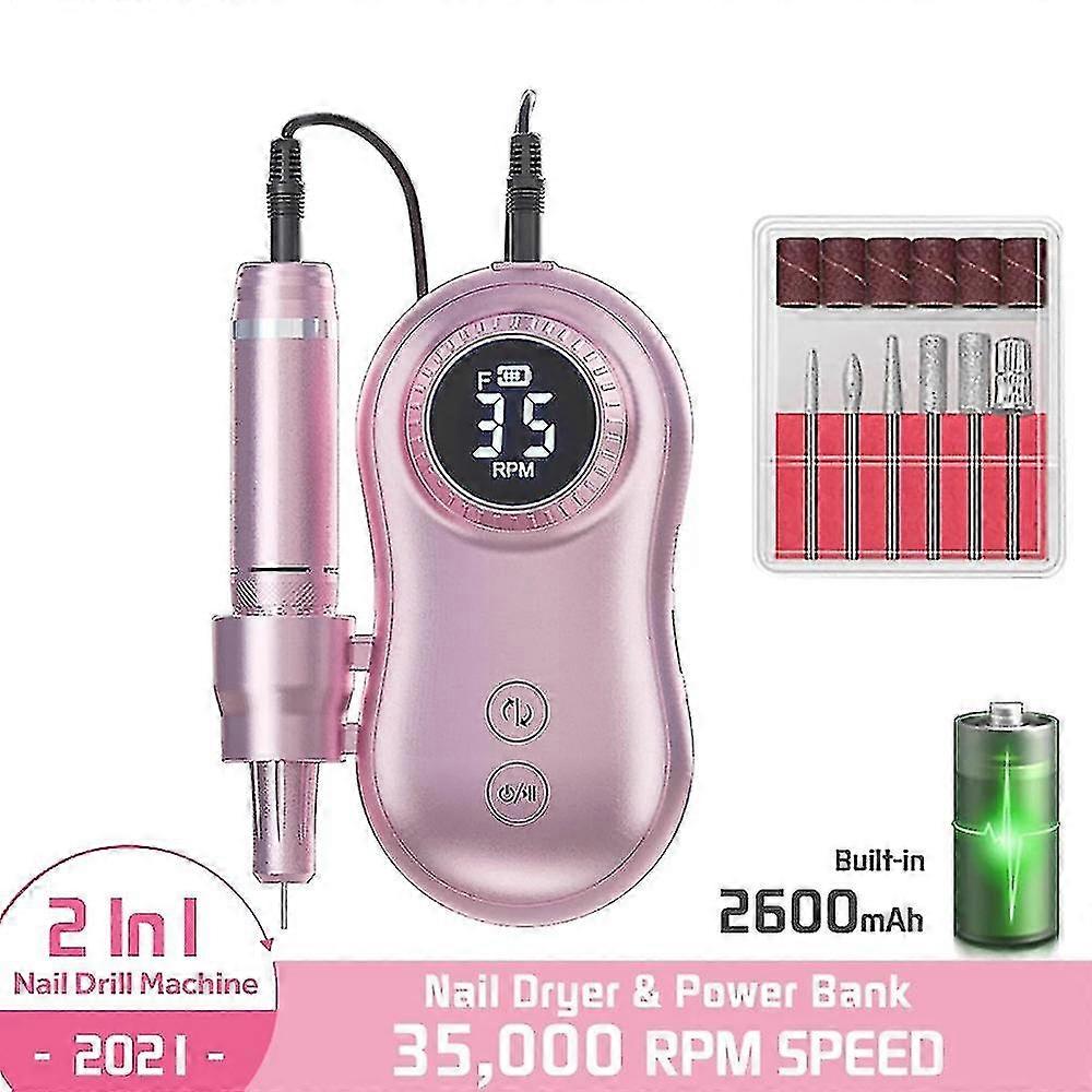 Professional Rechargeable 35000 Rpm Nail Drill, Portable Electric E File Machine Free