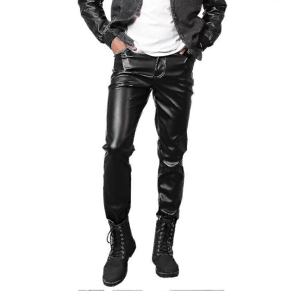 Herren Stretch Tight Kunstlederhose