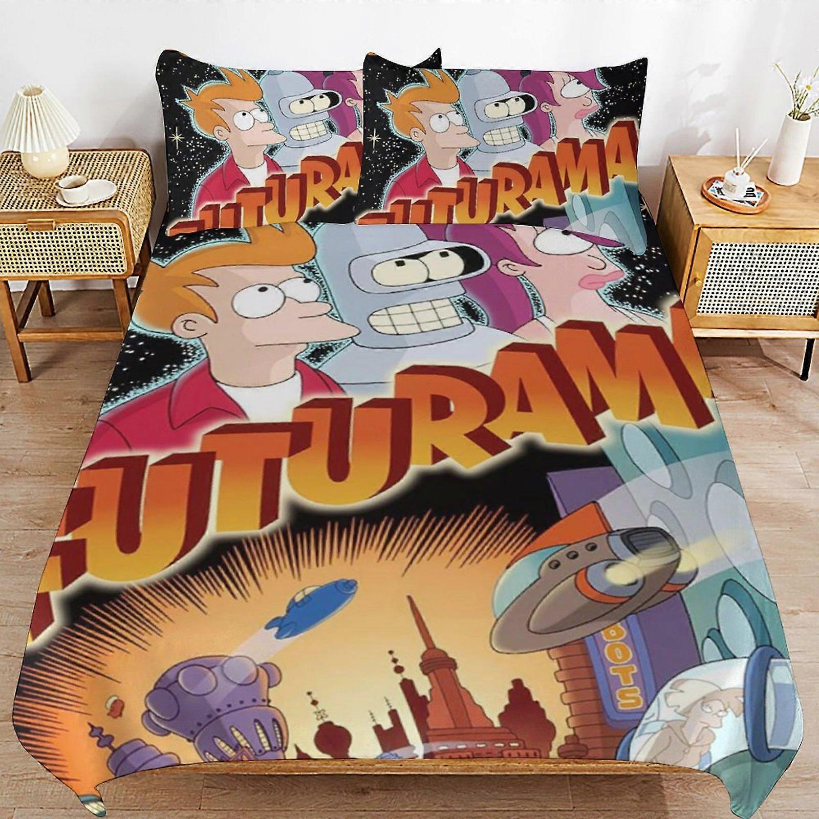 x42 Futurama Comforter Set 3 Pieces Quilt Cover Set Soft Bedding Sets for All Seasons (1 Comforter  2 Pillowcases) hb42