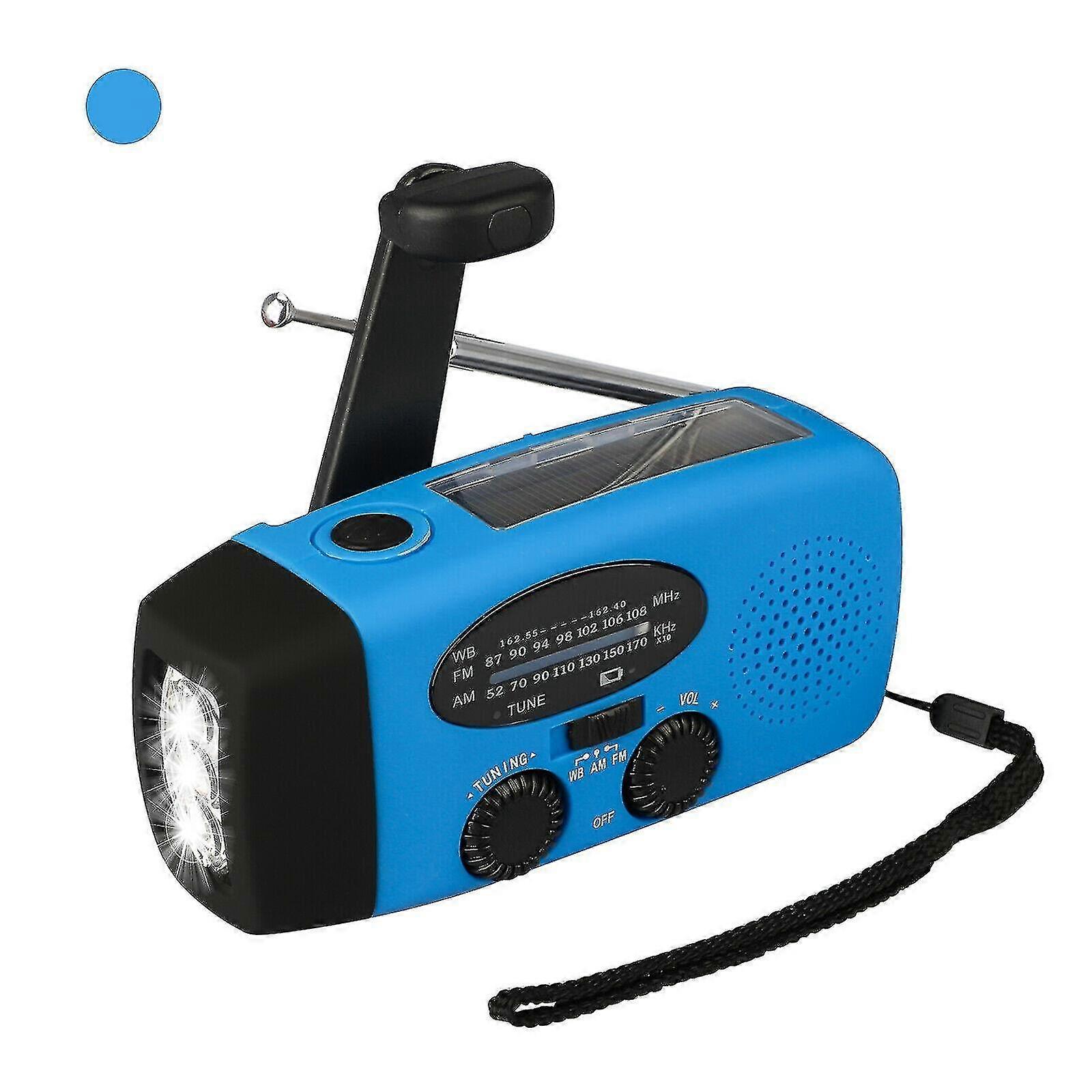 Nödladdare för solcellshandvev AM/FM-dynamo väderradio med LED-ficklampa