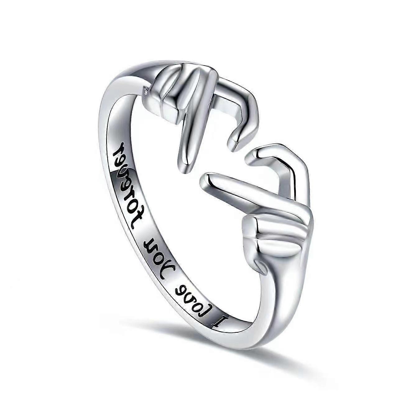 Heart Ring - Love and Embracing Hands Couple's Rings