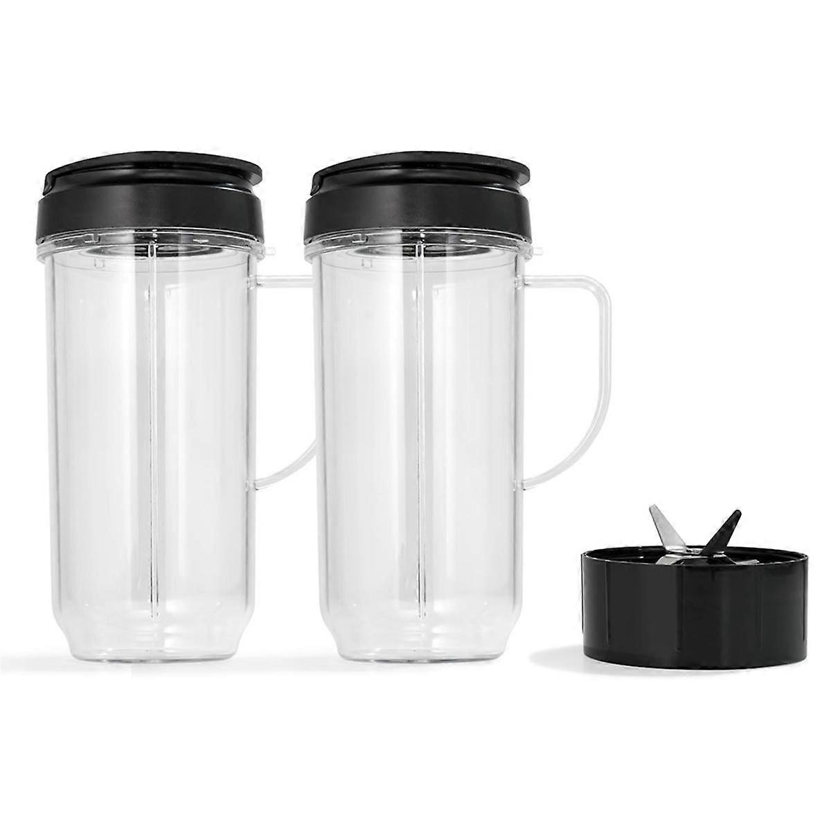 Blender Cups 22Oz & Blade Replacement Set for 250W MB1001 Blenders (2 Containers /Extractor Blade W