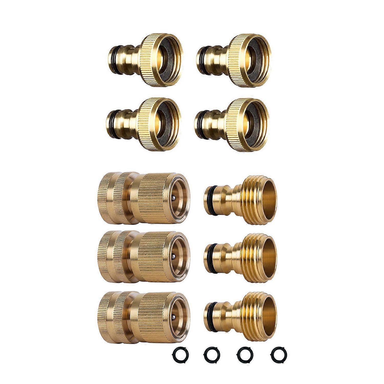 4Pcs Water Hose Pipe Fitting Tap Male Faucet Connectors, 3/4 Inch & 3 Set Brass Hose Connectors 3/4
