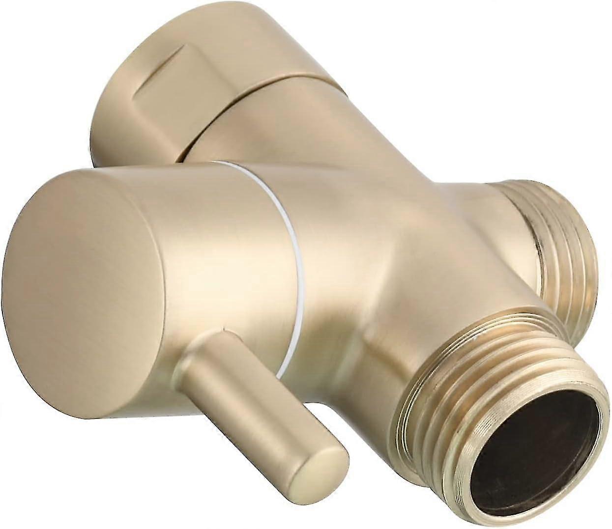 G1/2" 2-Way Brass Shower Diverter for Handheld Shower Head and Fixed Shower Head, Brushed Gold
