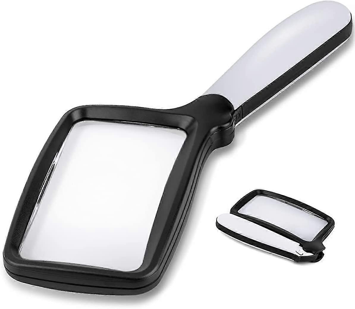 Folding Handheld Magnifying Glass With Light, Heilwiy 3x Large Rectangle Reading Gift