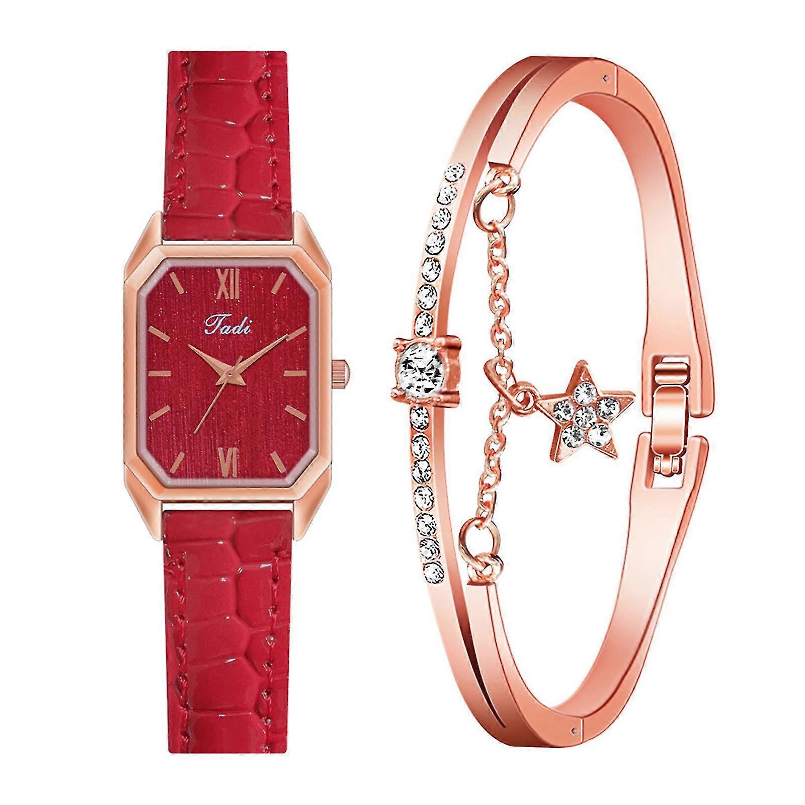 Dammodeklocka Klocka Läderrem Casual Klänning Handledskristall