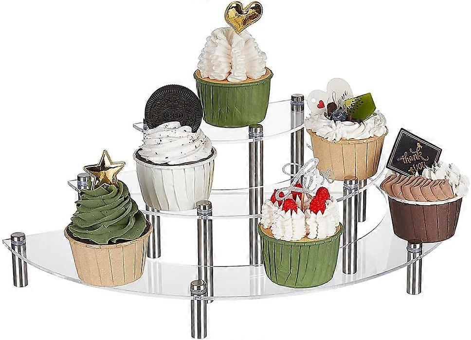 Semicircle Round Display Stand 3 Tier Acrylic Half-Moon Dessert Perfume Stand Organizer Mini Cupcake Display Stand Collectible Display Stand for Hand 