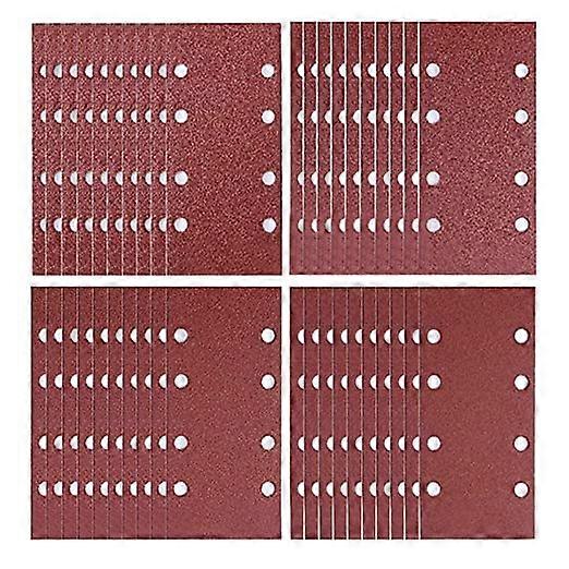 40 Pcs Sanding Sheets Set 93 x 185 mm Sandpaper Sander Pads Punched 8 Holes Assorted 40/60/ 80/120 Grits