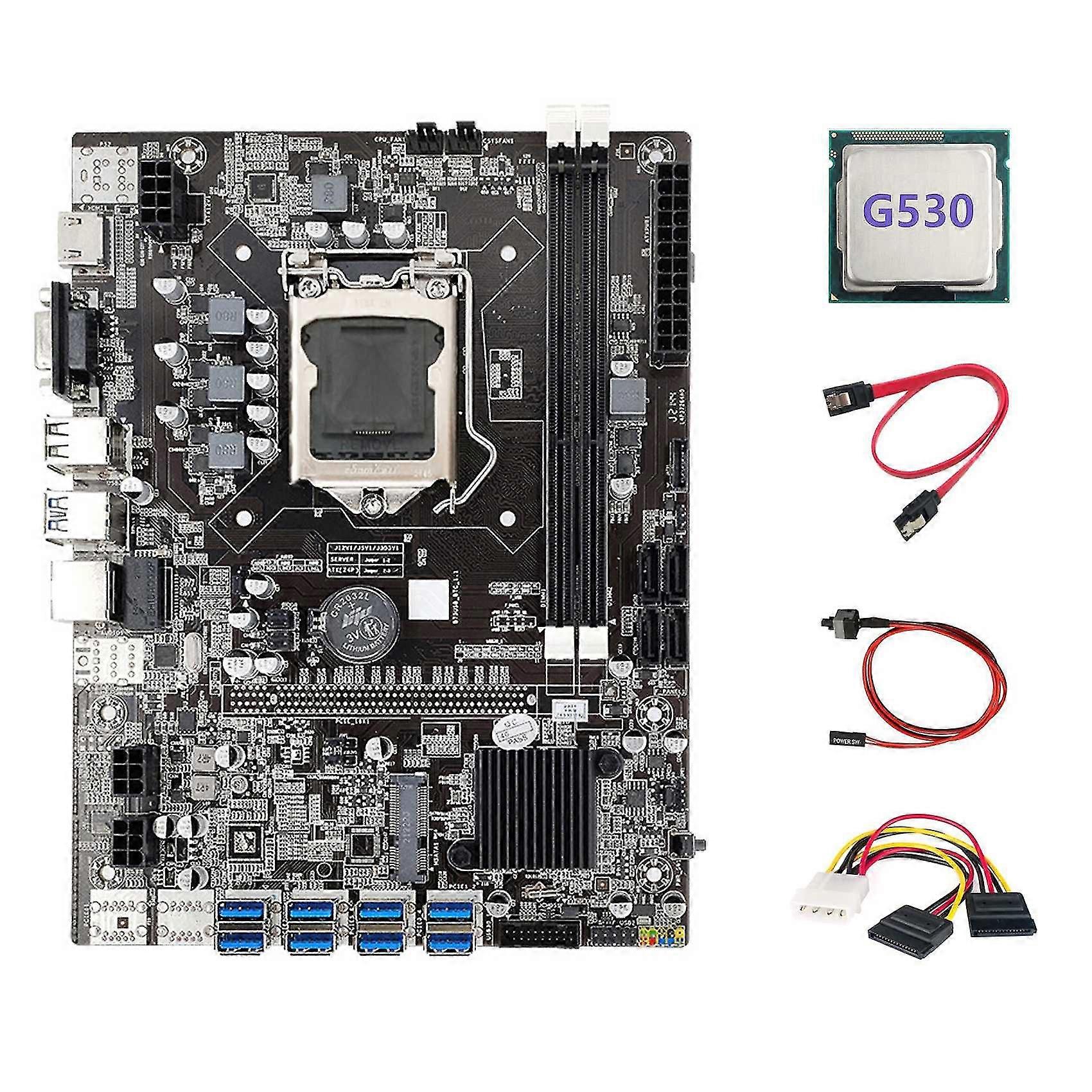 マイニングマザーボード ETC B75 サポート 8PCIE グラフィックスメインボード G530 CPU ファンマイナーエキスパー  mainboard B75 12 PCIE ETH マイニングマザーボード + G630 CPU  +SATAケーブル+スイッチケーブル+サーマルパッド+サーマルグリースBTCマイナーマザーボード ...