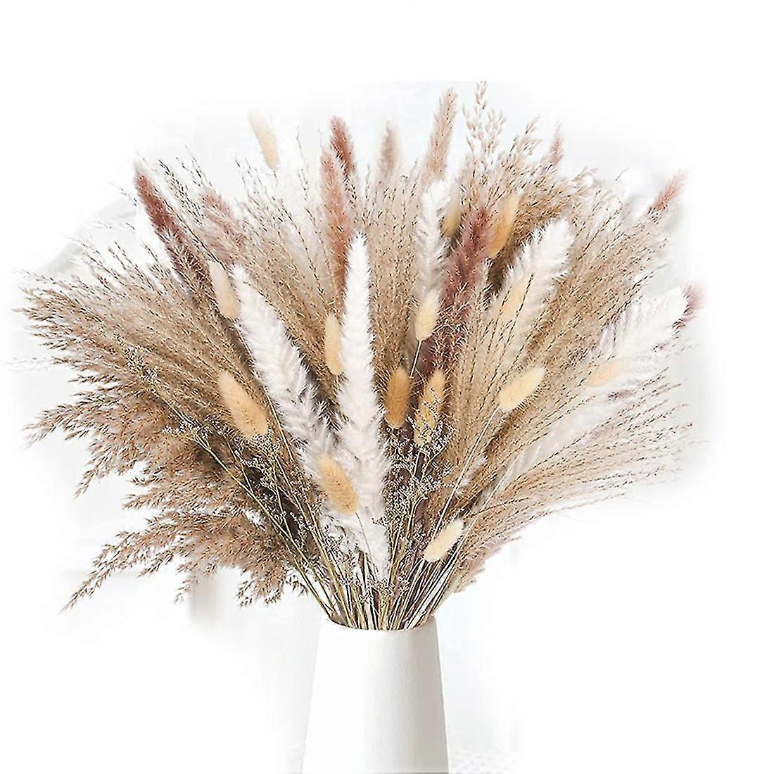 85pcspampas Grass Decorative Vase Home Design Arrangements, Dried Natural Pampas Grass Plants Fluff