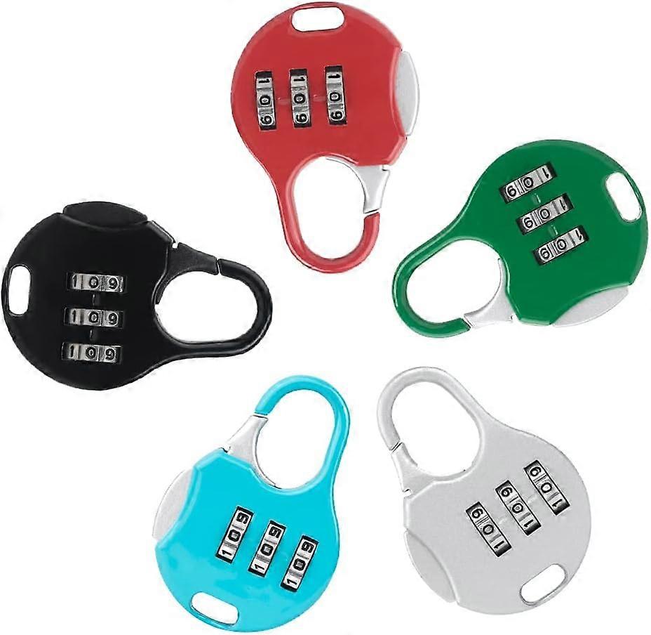 Combination Lock, Combination Padlock, 5 Pieces Mini Code Locks, Colorful Travel Padlock, Luggage 3 Digit Resettable Password for Suitcases Cabinet Lo