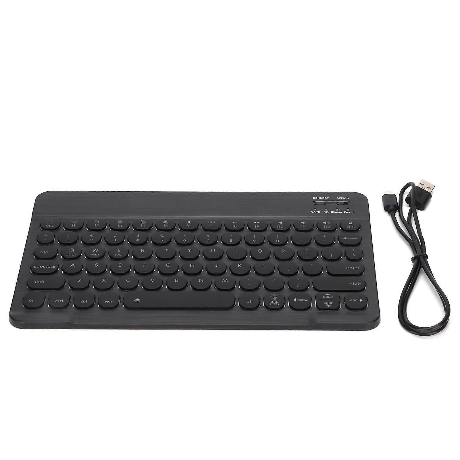 Tastiera wireless con tasti rotondi da 10 pollici, retroilluminata, spazzolata, accessori per computer per Android/WIN/IOS, nero