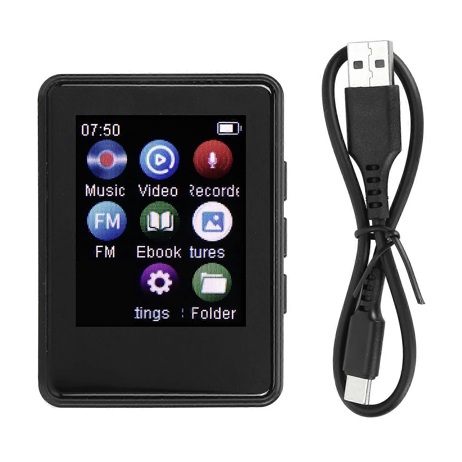 MP3 Player Bluetooth 5.0 1.77inch Full Touch Screen HiFi Stereo Sound FM Radio Recording MP4 Music Player Without Memory