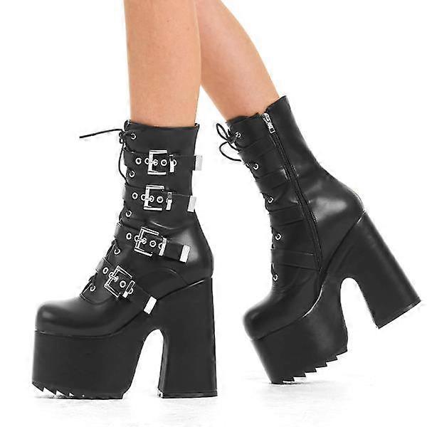 Lamoda Work It Chunky Platform Ankle Boots - LMF 3954 - BlackPU - UK4
