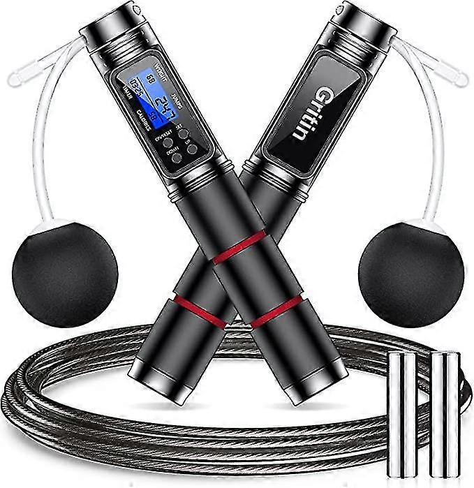 Corde à sauter avec compteur, corde à sauter de vitesse lestée avec compteur de calories numérique, corde réglable en longueur pour hommes, femmes et enfants