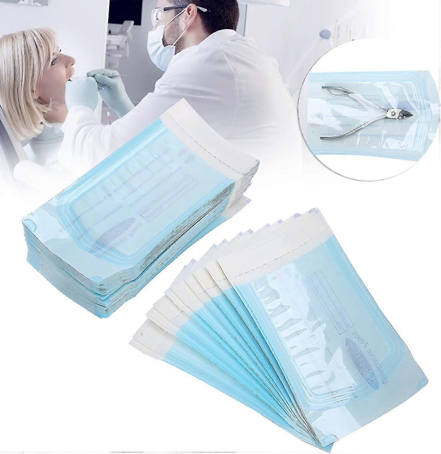 200 جهاز كمبيوتر شخصى / مربع أكياس تعقيم الفم ذاتية الختم ، أكياس تعقيم الختم القابل للتصرف ، تنظيف اللوازم الفموية ، أكياس تعقيم أدوات طب الأسنان (90 × 165 مم)