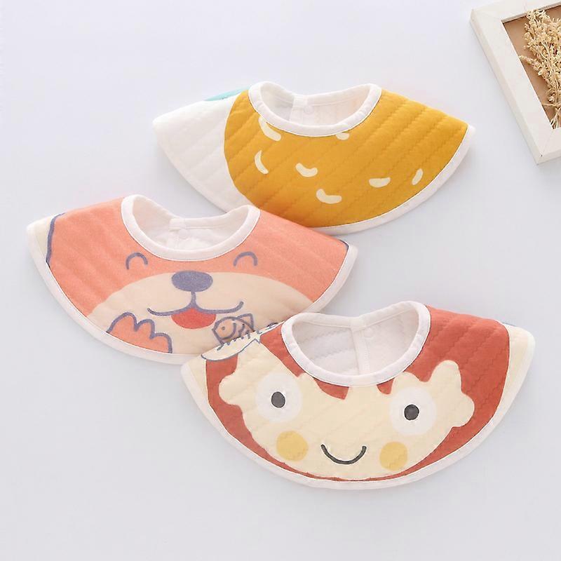 3PCS Baby Petal Bibs 360-Degree Rotating Multicolor Cotton ,Small Yellow Duck