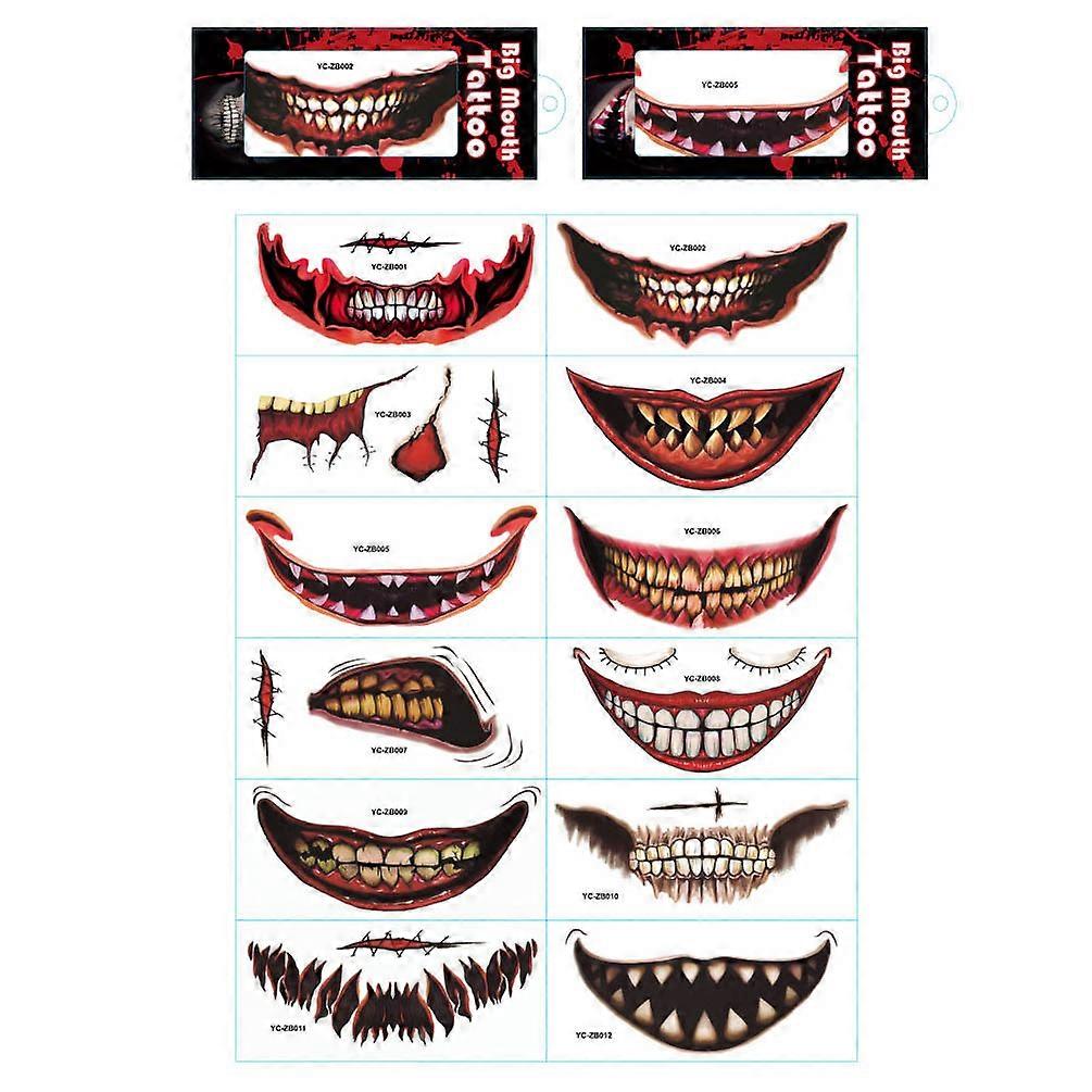 12pcs Halloween Prank Makeup Temporary Tattoo