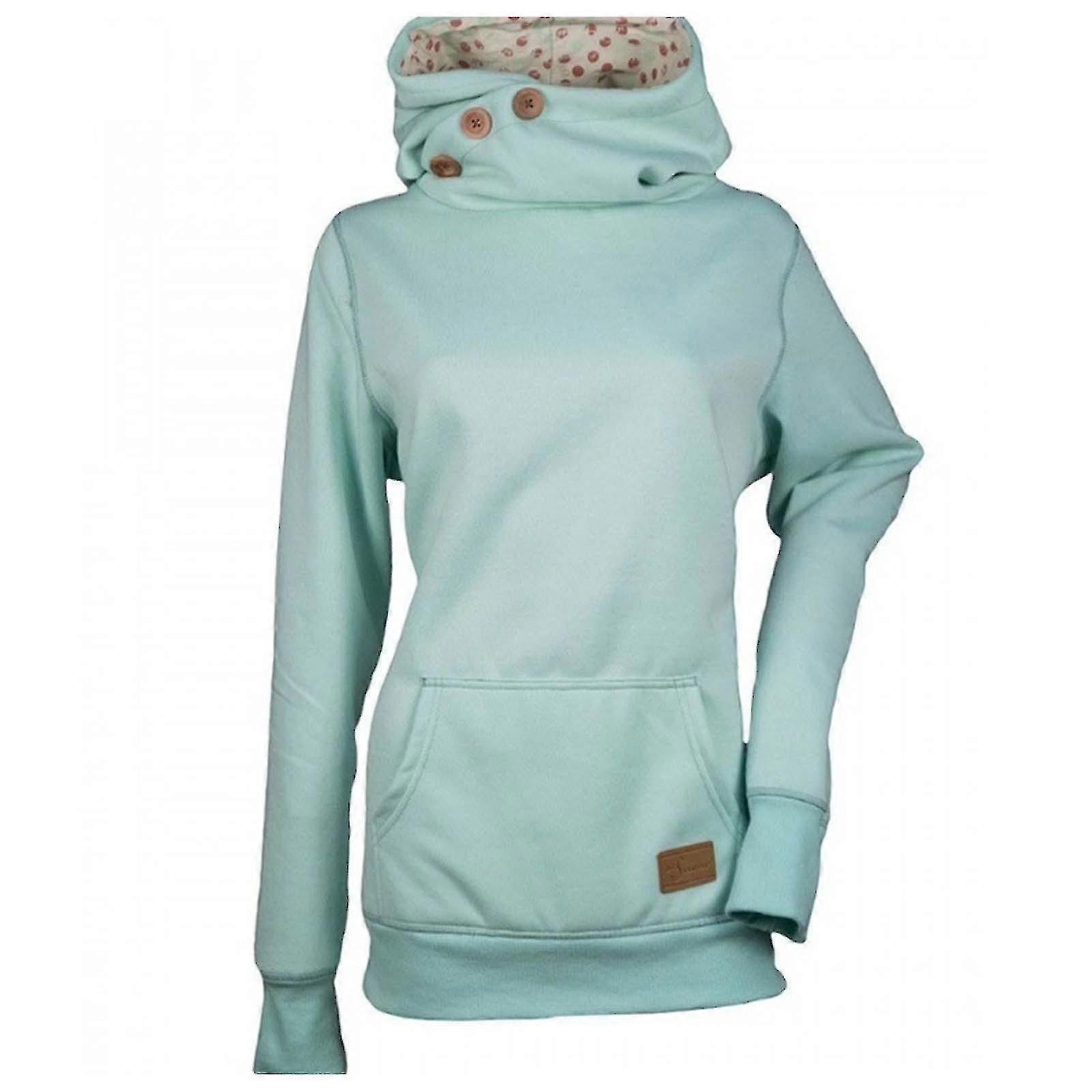 Mulheres De pescoço alto Capuz Manga Comprida Moletom Jumper Pullover