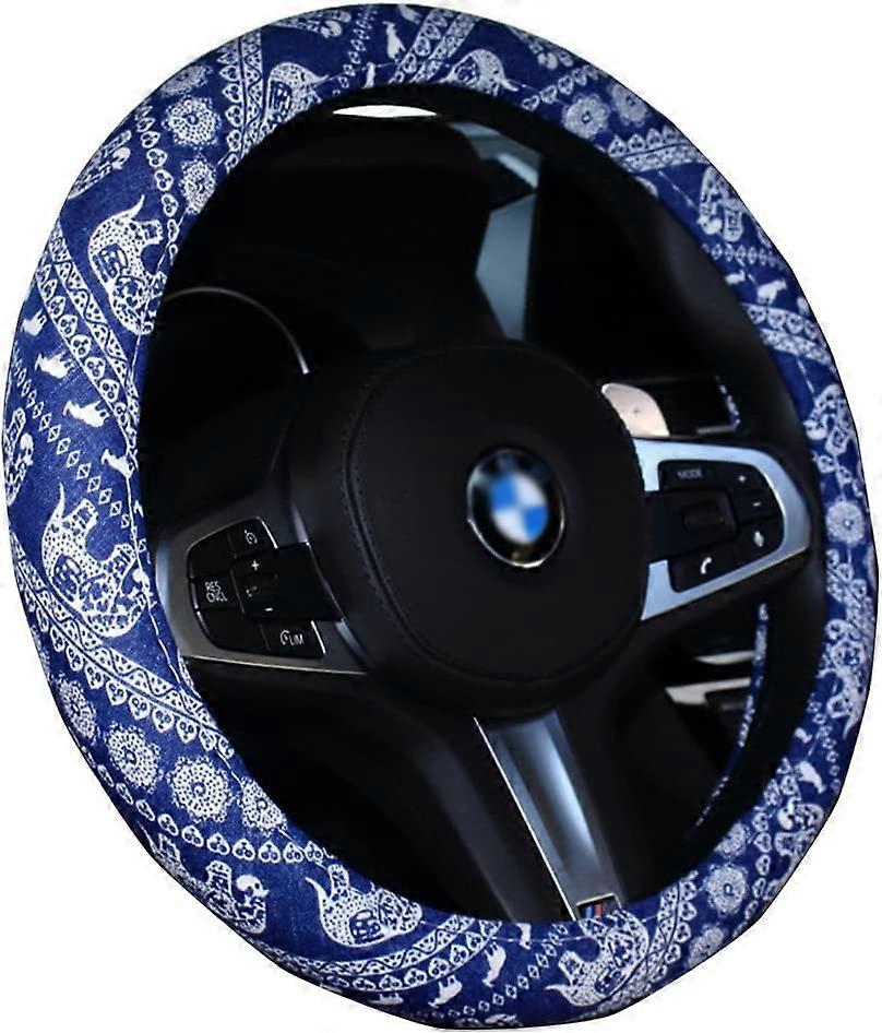 Universal lin etnisk stoff bil elefant bilrattdeksel